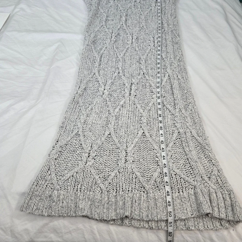 Free People Sweater‎ Dress Size S Small Gray Cable Chunky Knit Wool Angora Blend